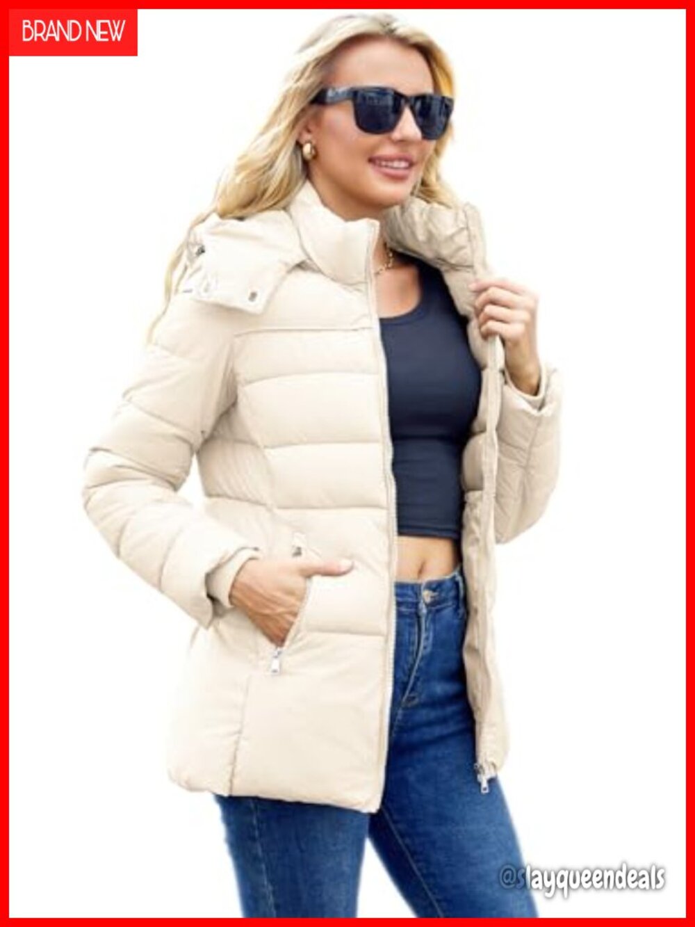 Packable Puffer Jacket with Hood Warm Lightweight Thickened Down Jacket